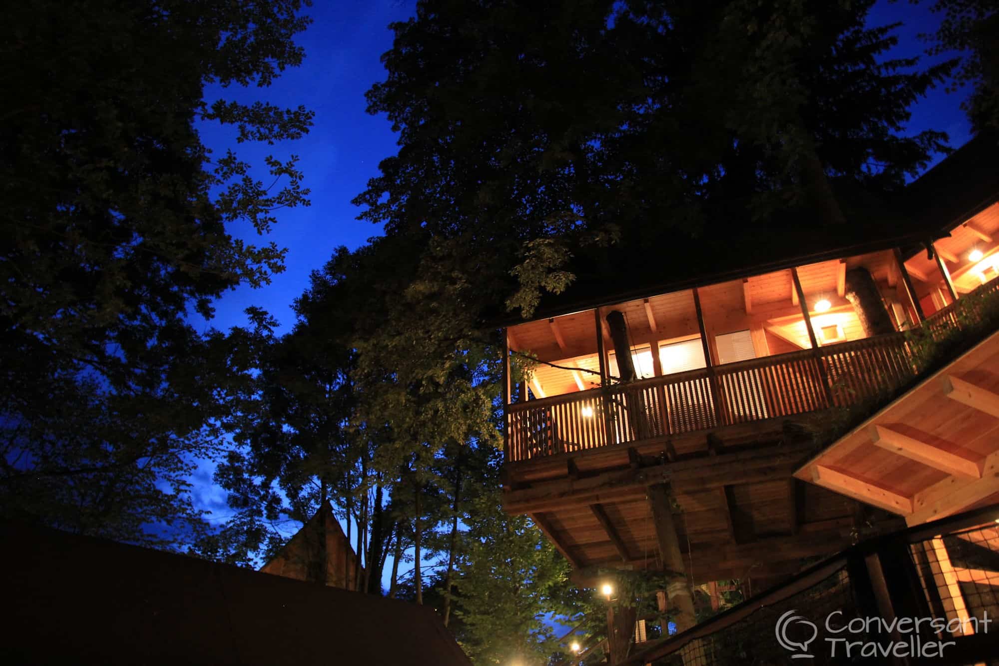 Sleeping in a tree house at Garden Village Bled, Slovenia