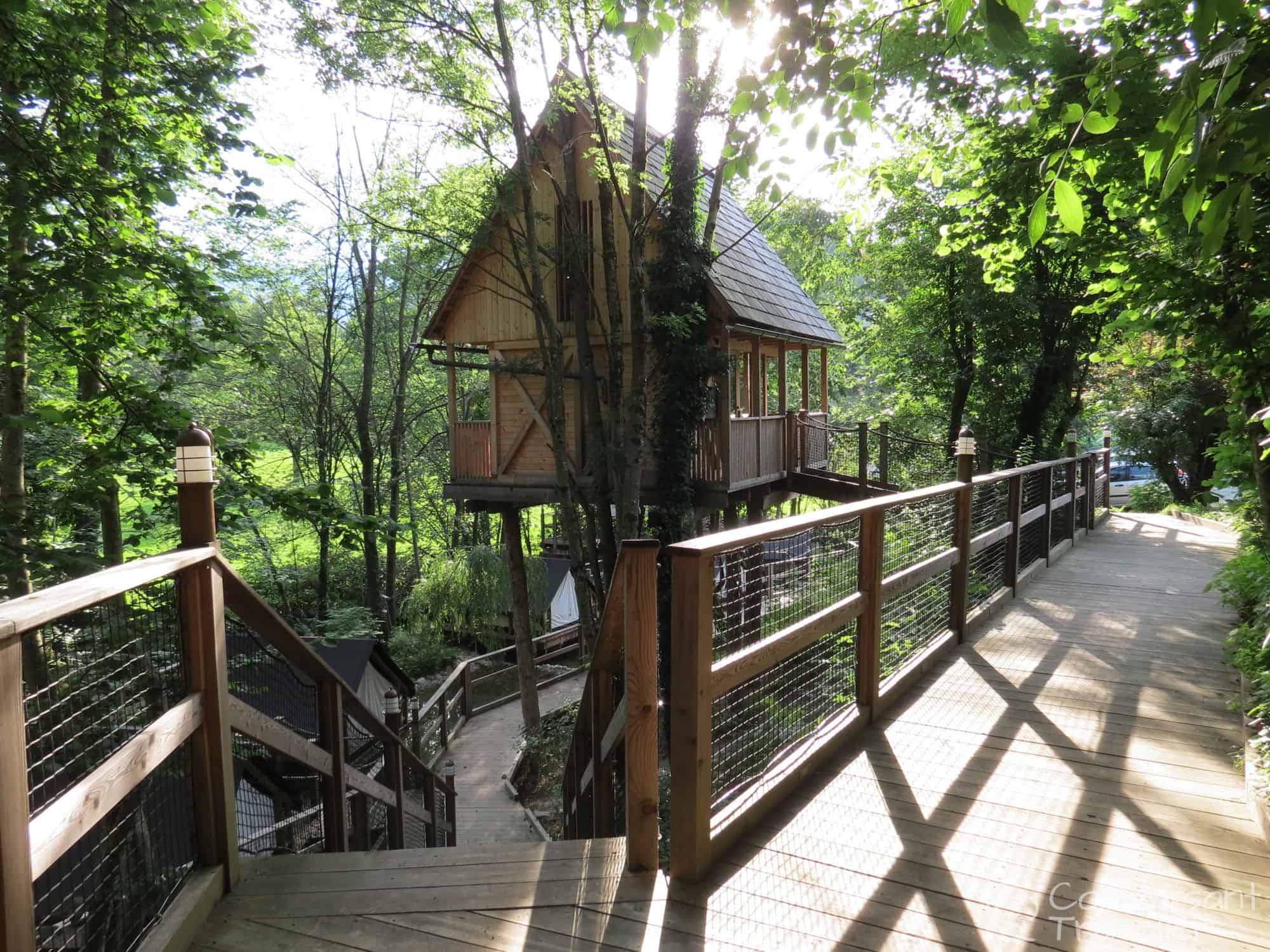 Sleeping in a tree house at Garden Village Bled, Slovenia