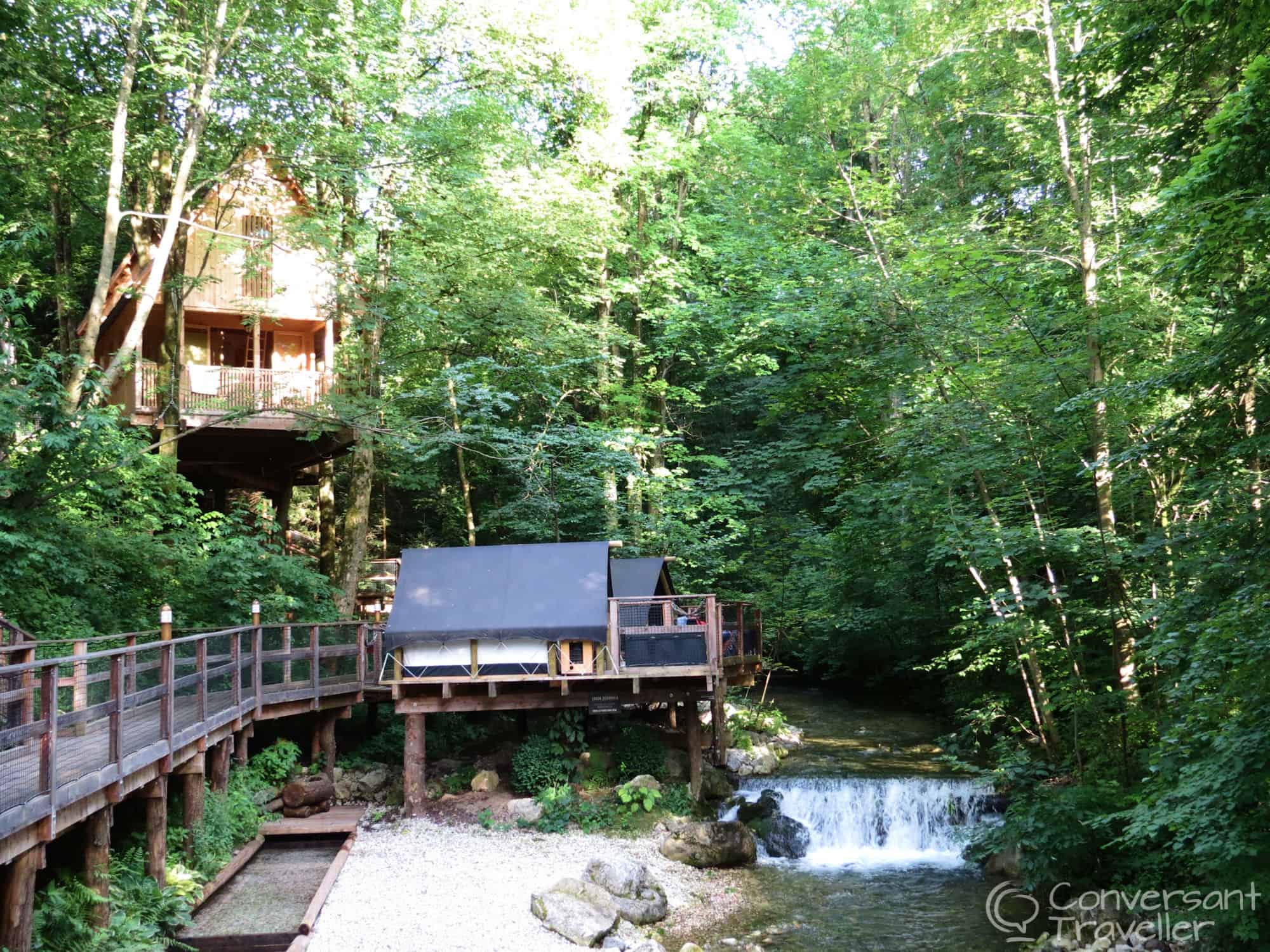 Sleeping in a tree house at Garden Village Bled, Slovenia