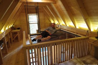 Sleeping in a tree house at Garden Village Bled, Slovenia