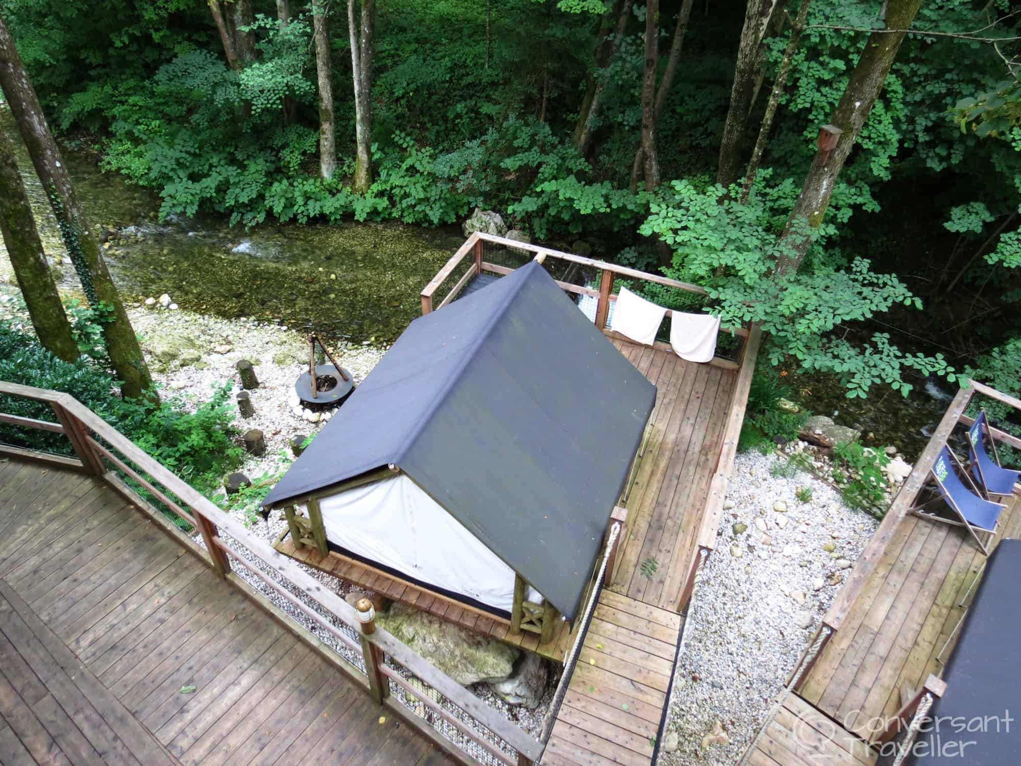 Sleeping in a tree house at Garden Village Bled, Slovenia