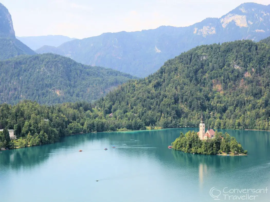 24 hours in Bled, view of the lake from Bled Castle, Slovenia