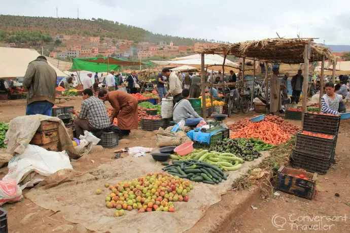 Berber market at Oftnine, Ourika Valley, Morocco Berber market at Oftnine, Ourika Valley, Morocco