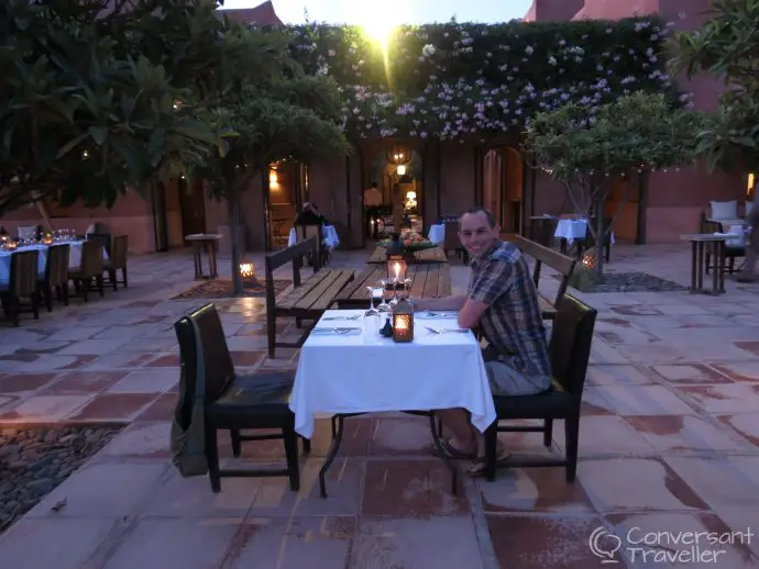 Candlelit dinner on the terrace at Kasbah Bab Ourika