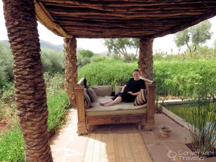 Comfy garden seating in the grounds at Kasbah Bab Ourika