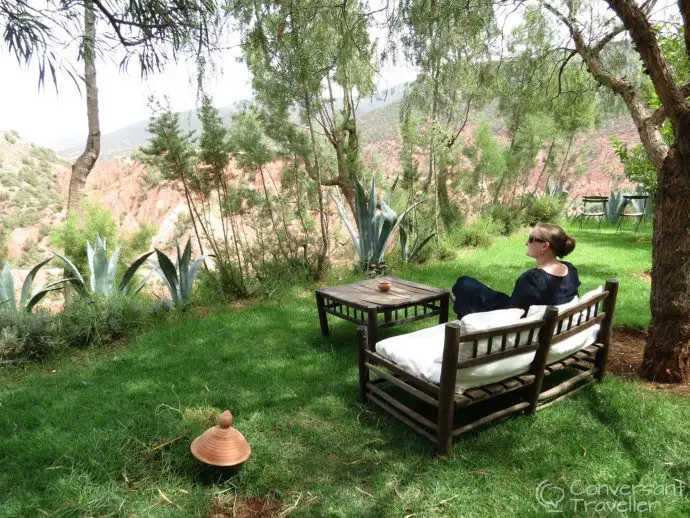 Garden seating at Kasbah Bab Ourika