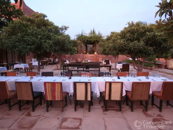 Terrace dining at Kasbah Bab Ourika, Morocco