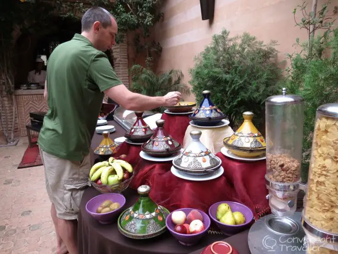 Breakfast buffet at La Maison Arabe, Marrakech