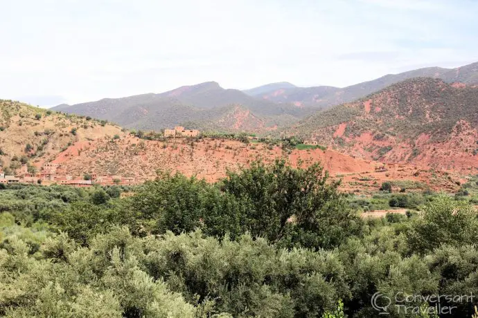 Looking back at Kasbah Bab Ourika from the valley