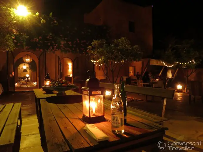 Romantic candlelit terrace for dinner at Kasbah Bab Ourika