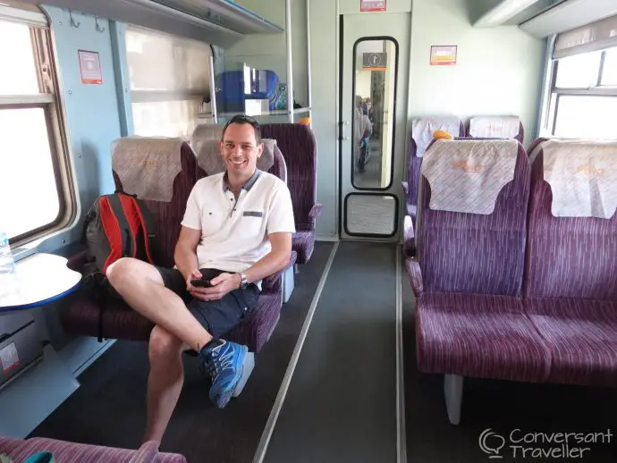 Taking the train from El Jadida to Casablanca in first class