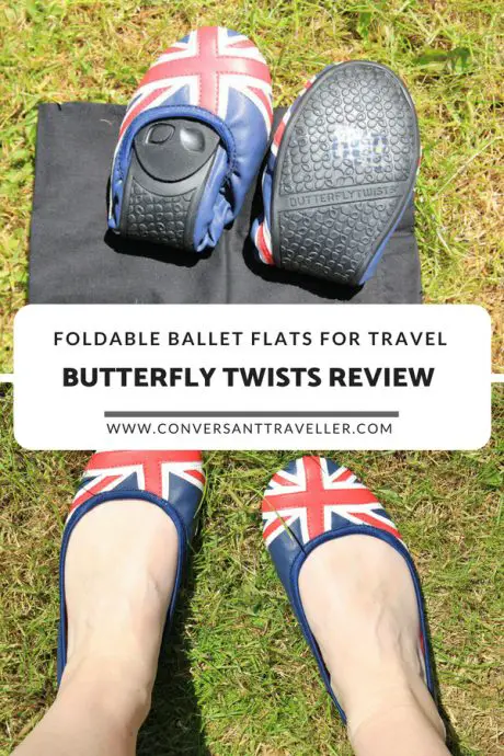 Butterfly twists review - foldable ballet flats shoes perfect for being glamorous and comfortable when travelling, and very packable! #foldableballetflats #butterflytwists #travelgear #travelshoes