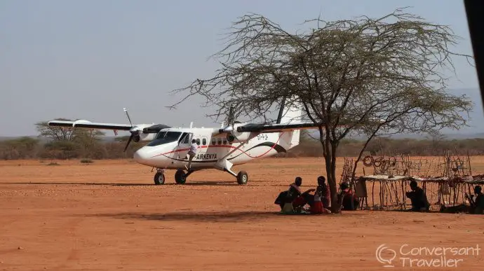 Air Kenya domestic flight review - the gift shop at the Kalama airstrip, Samburu