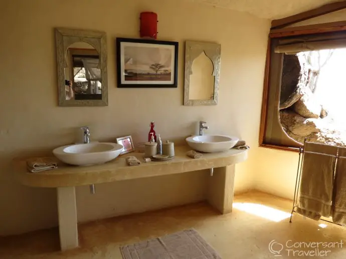 Bathroom at Villa 5 honeymoon suite at Saruni Samburu Luxury lodge Kenya