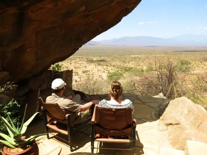 Villa 5 honeymoon suite private terrace at Saruni Samburu luxury lodge