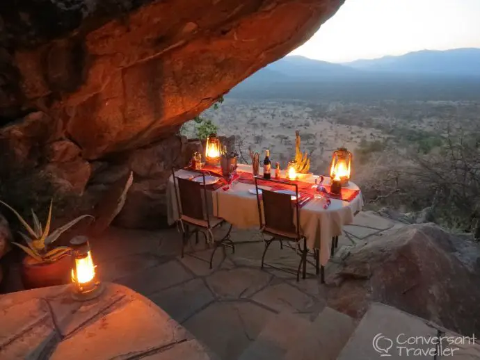 Romantic private dining at villa 5 Saruni Samburu luxury lodge kenya