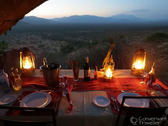 Romantic private dining at villa 5 Saruni Samburu luxury lodge kenya