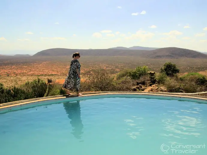 The upper infinity pool at Saruni Samburu luxury lodge Kenya