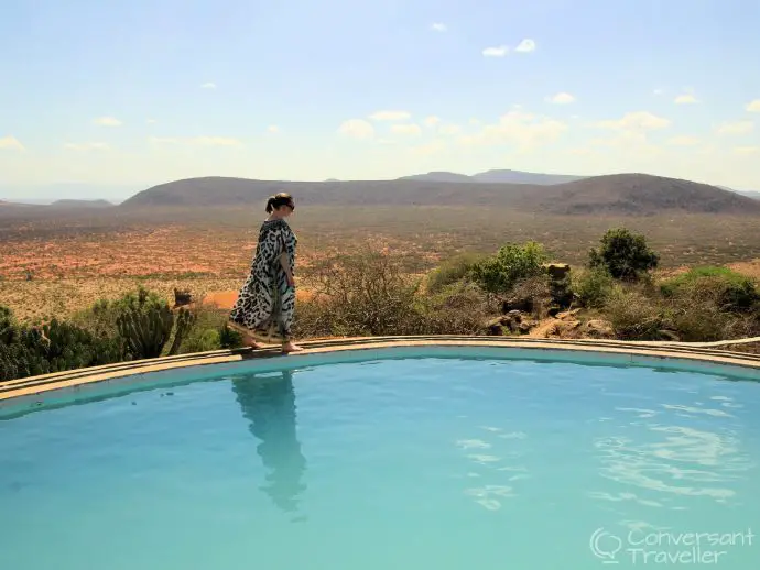 The upper infinity pool at Saruni Samburu luxury lodge Kenya The upper infinity pool at Saruni Samburu luxury lodge Kenya