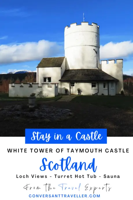 The White Tower of Taymouth Castle in Scotland