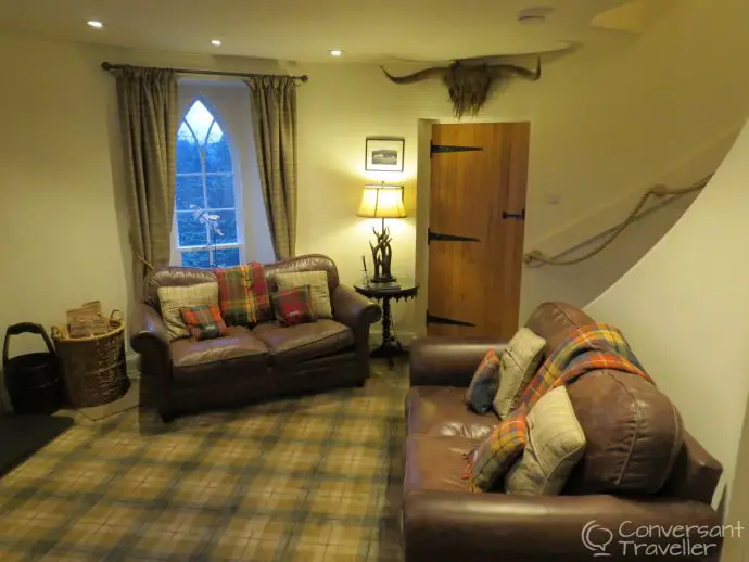 The lounge at The White Tower of Taymouth Castle, luxury Scotland self catering retreat