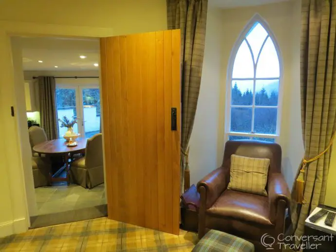 The lounge at The White Tower of Taymouth Castle, luxury Scotland self catering retreat