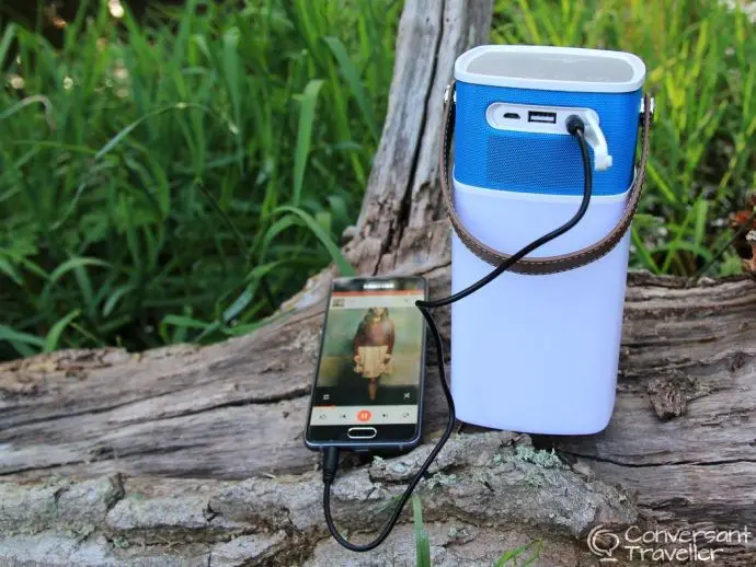 Multi functional light charger and bluetooth speaker perfect for camping and festivals