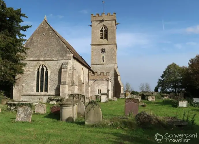 Longney church, Gloucestershire Glamping, quirky accommodation at the Glamping Orchard with Warwick Knight caravan