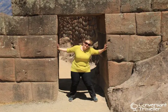 Visiting the Pisac ruins in the Sacred Valley near Cusco Peru