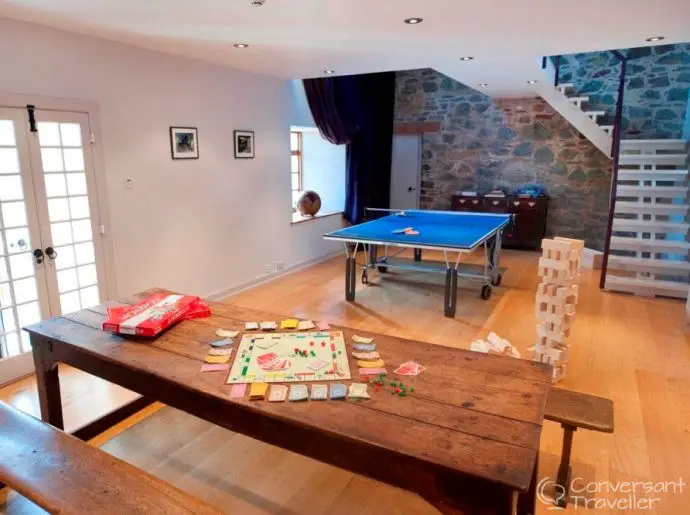 Aikwood Tower games room - luxury self catering Scotland - in a peel tower near Selkirk in the Scottish Borders