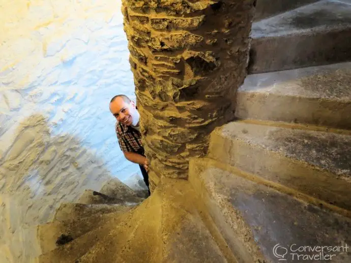 Aikwood Tower spiral stairs - luxury self catering Scotland - in a peel tower near Selkirk in the Scottish Borders