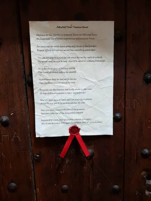 Treasure hunt at Christmas at Aikwood Tower