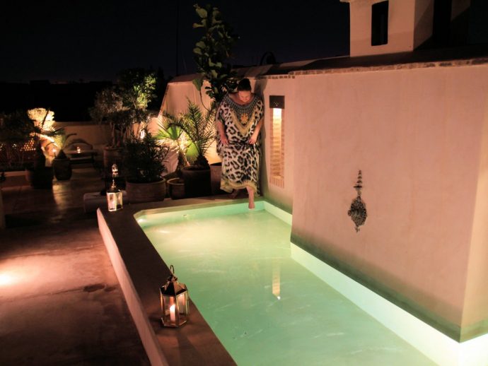 On the roof terrace pool at Riad Camilia in Marrakech