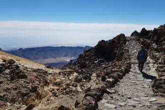 Hiking the Pico Viejo route 12 trail on Mount Teide in Tenerife