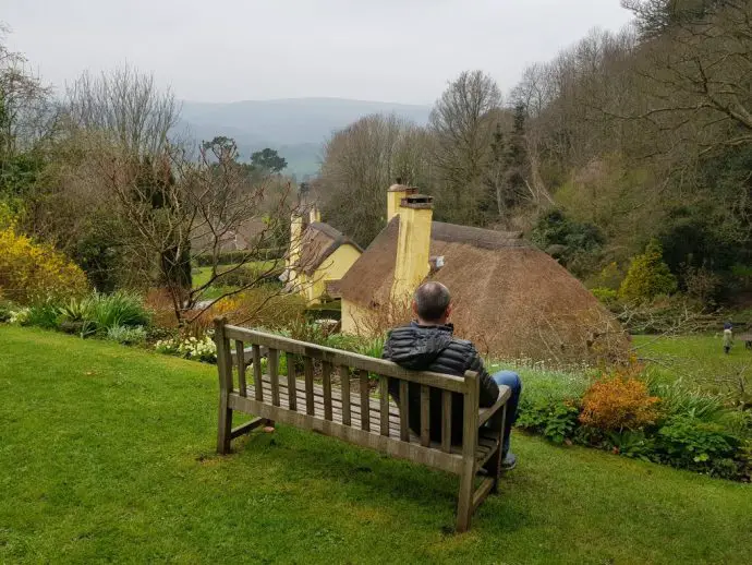 Admiring the cottages in Selworthy Village in Exmoor