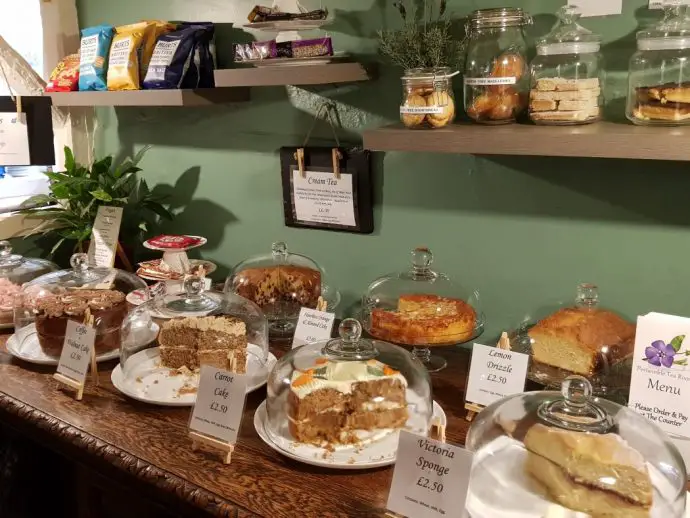 Cake in Periwinkle Tearooms in Selworthy Village in Exmoor