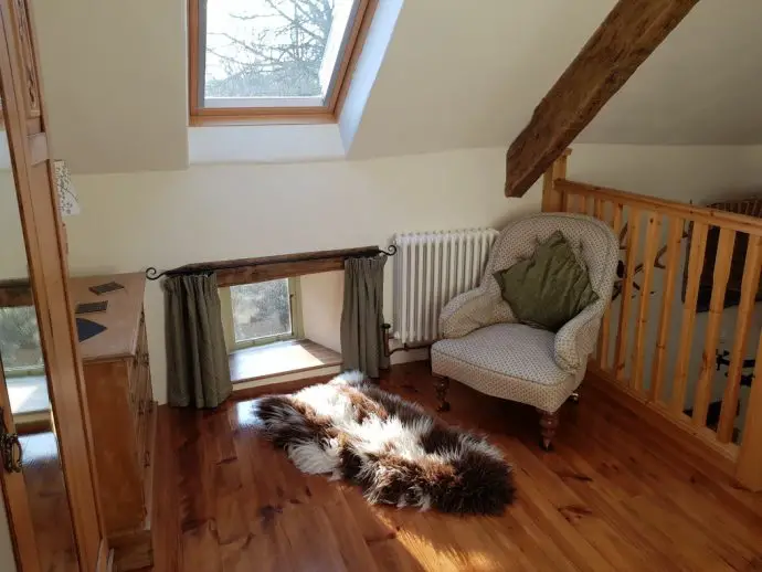 Morning sun in the bedroom at Pitt Farm Cottage in Exmoor