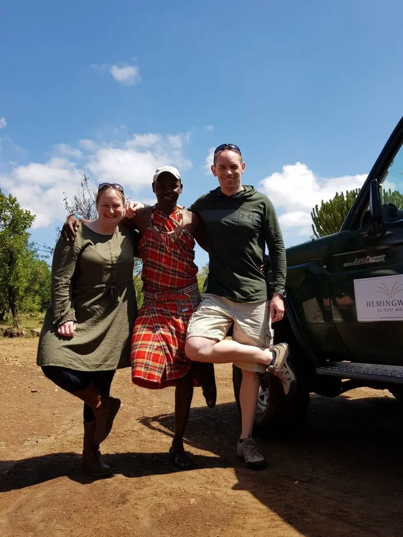 On safari with our Maasai guide Patrick at Ol Seki in Kenya
