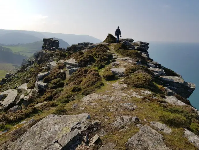 Scrambling along Valley of the Rocks in Lynmouth in Exmoor