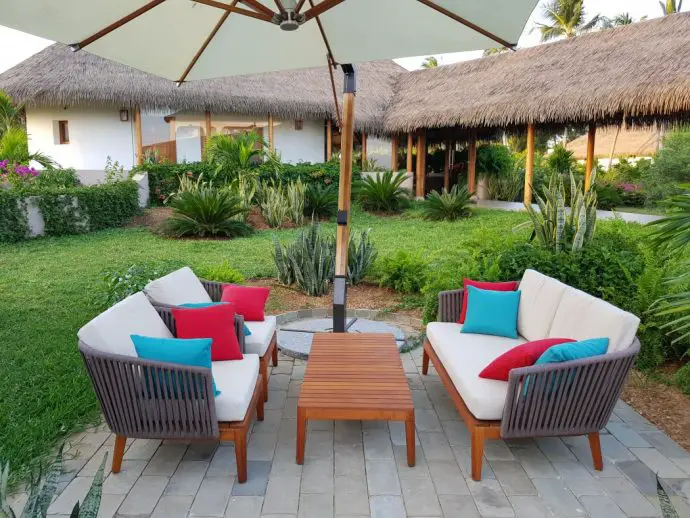 Shaded seating area at Hemingways Watamu