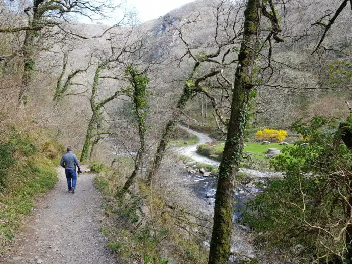 The footpath down to Watersmeet Tea Garden, one of the best things to do in Exmoor