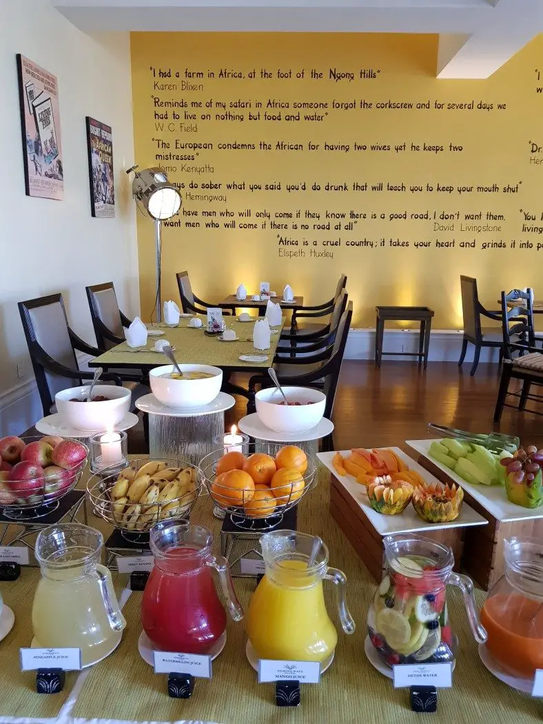 Breakfast fruits at Hemingways Nairobi luxury hotel