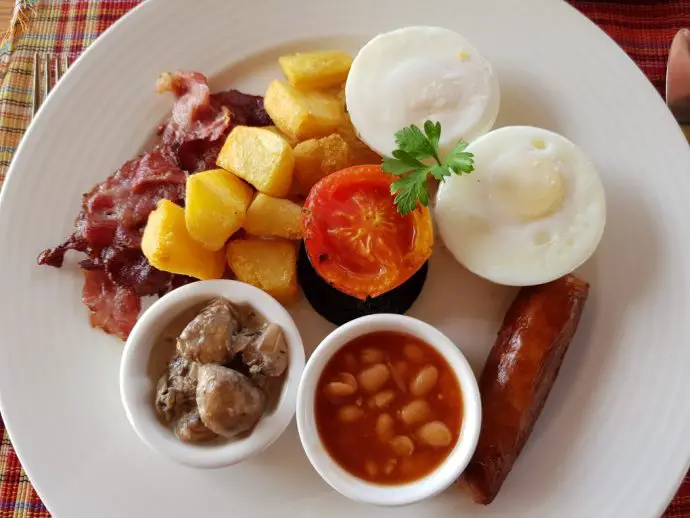 Full English cooked breakfast at Hemingways Watamu