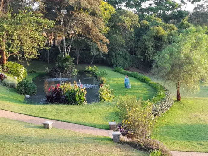 Pond in the gardens at Hemingways Nairobi