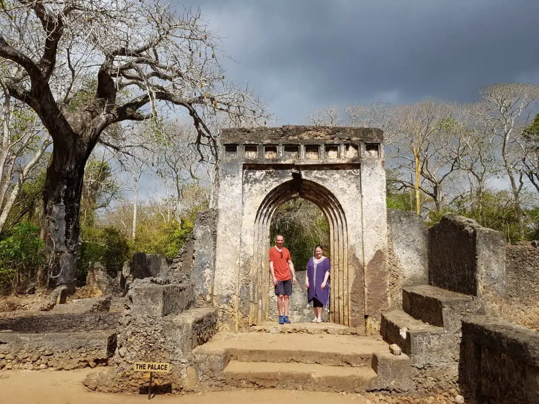 Standing in an archway at Gede Ruins National Monument near Watamu in Kenya