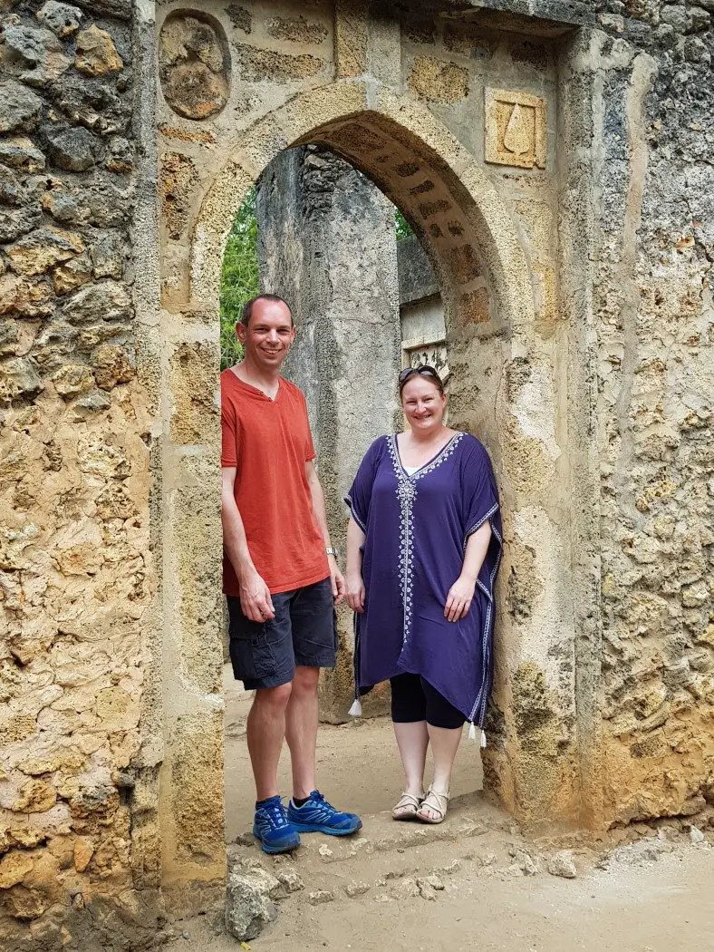 Standing in the entrance to the Great Mosque at Gede