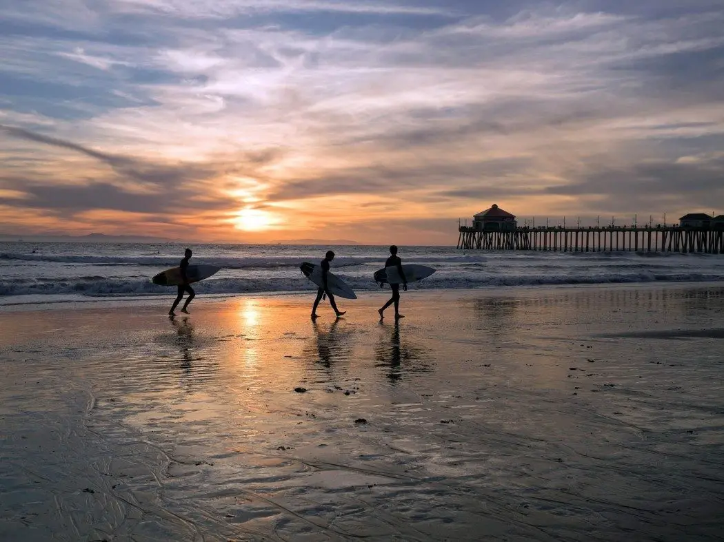 Surfers on Huntingdon Beach California