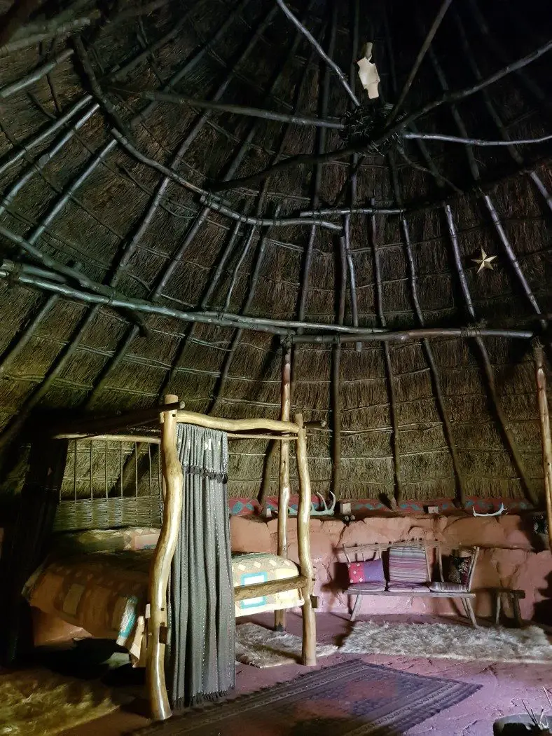 Interior of thatched ceiling inside a roundhouse