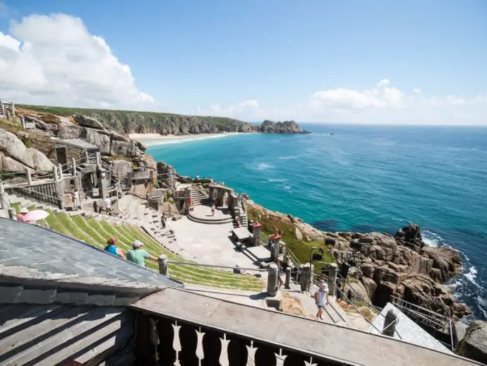 Open air theatre with stone seats overlooking the sea