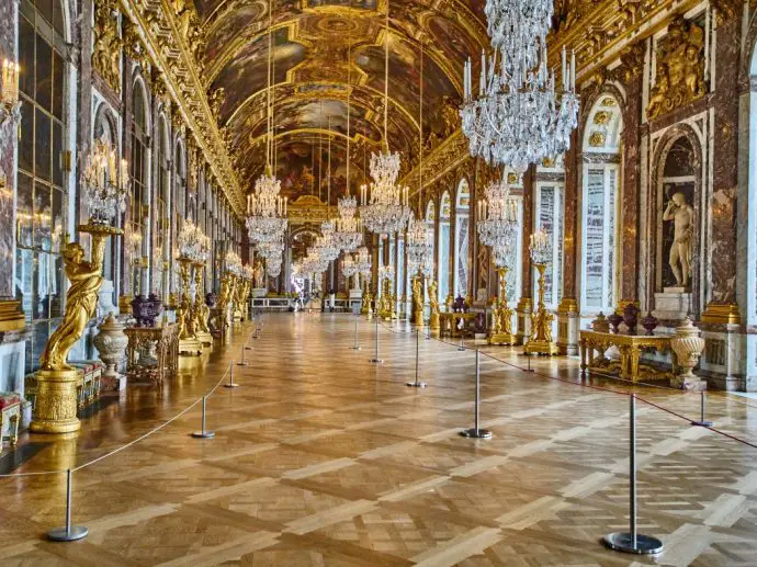 Hall of Mirrors at the Palace of Versailles in France